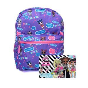 New LOL School Backpack w/ Charm Bracelet 2-Piece Set LOL Surprise Purple Pink